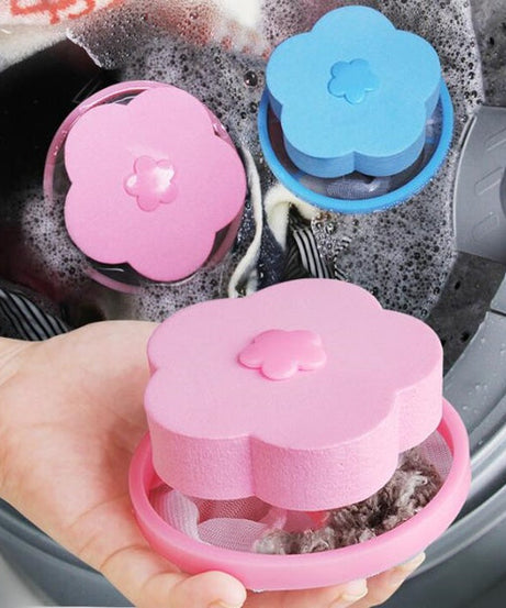 Mesh bag for catching lint and hair in washing machine.