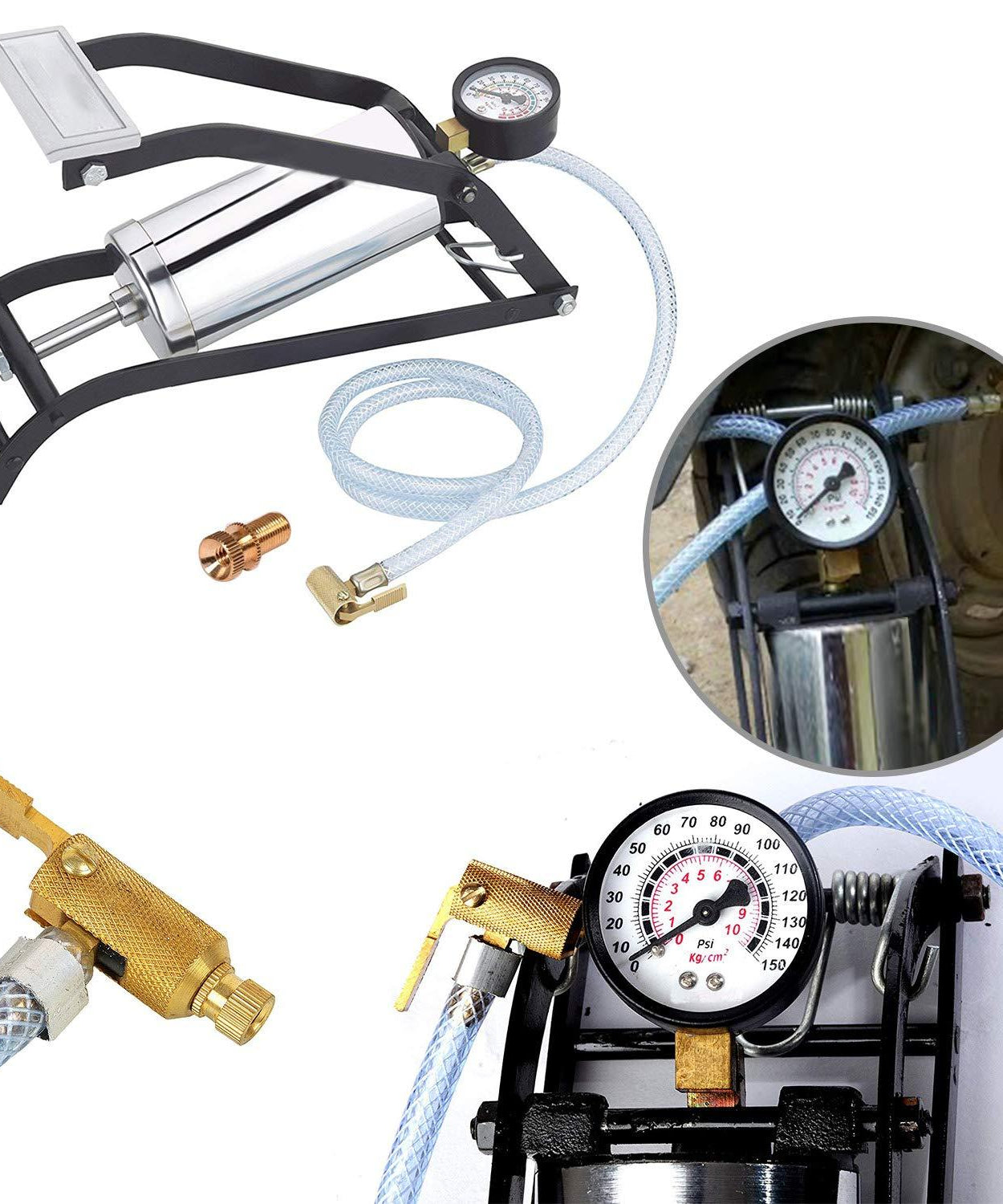 Heavy-duty steel foot pump