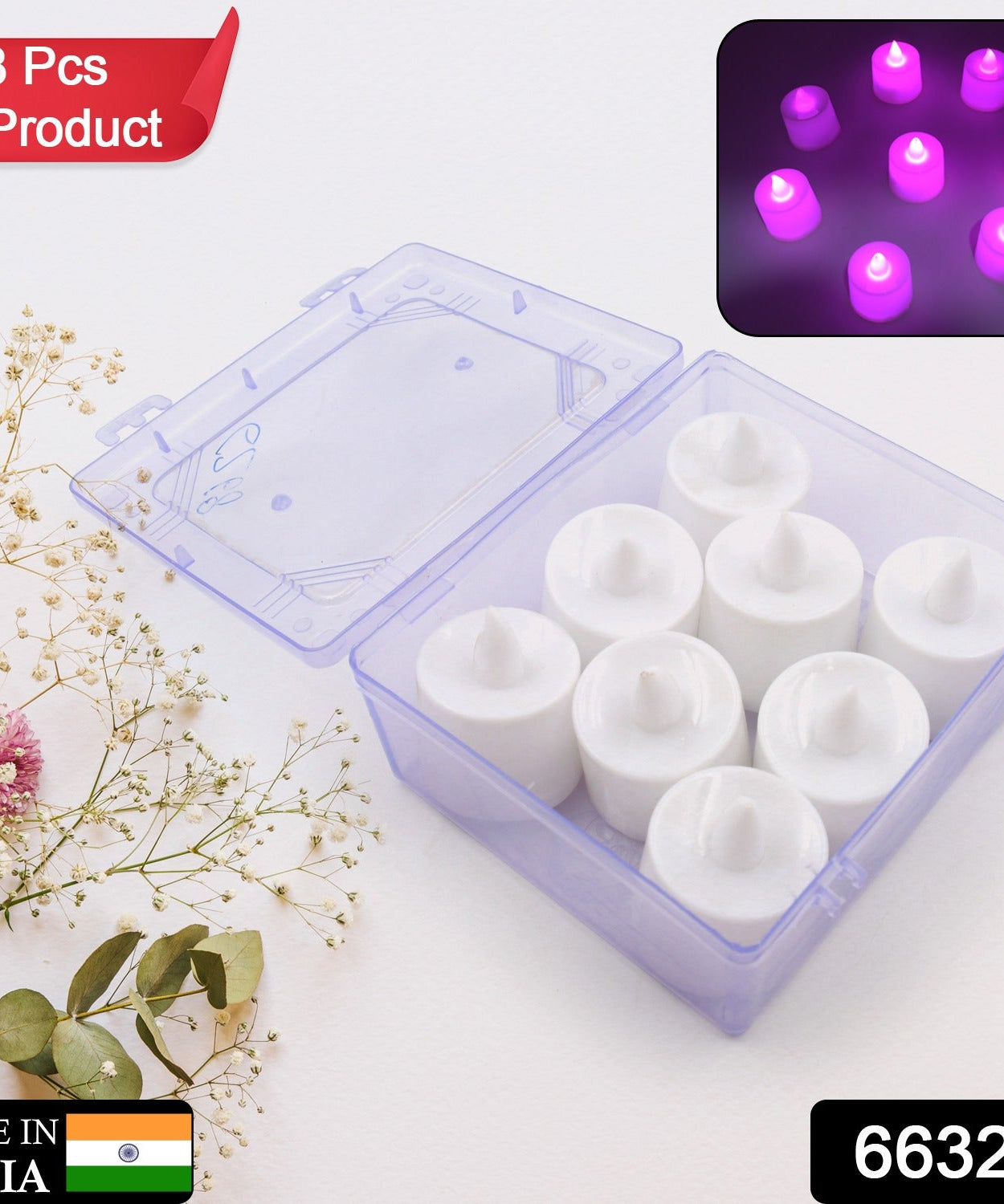 Smokeless plastic tealight candle in pink