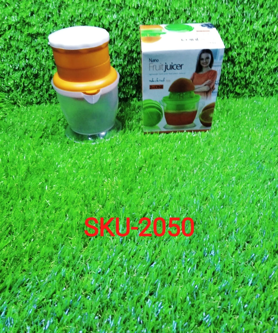 Compact manual orange juicer for efficient juice extraction at home.