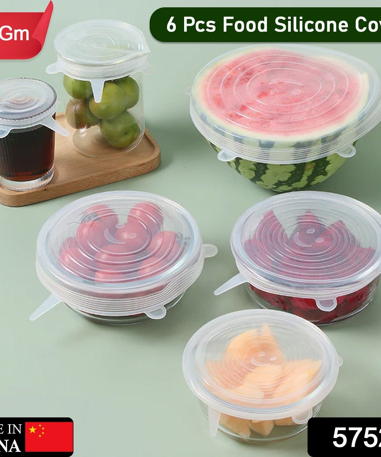 Silicone Stretch Lids, Microwave & Freezer Safe Food Covers (6 Pcs Set /95 Gm )