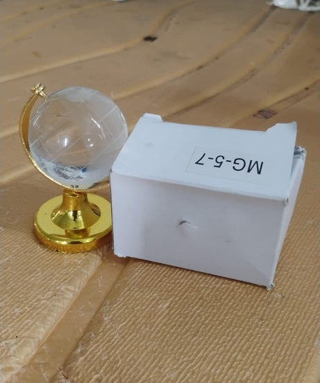 Small Crystal Globe Table Showpiece with Golden Stand (1 Pc)