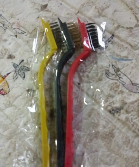 Mini Wire Brush Set - Brass, Nylon, Steel for Cleaning & Rust Removal (3 Pcs Set)