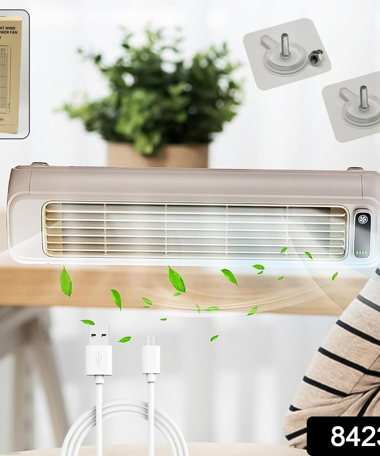 Portable Air Conditioning Cooling Fan (1 Pc / With 2 Pc Adhesive Hook)