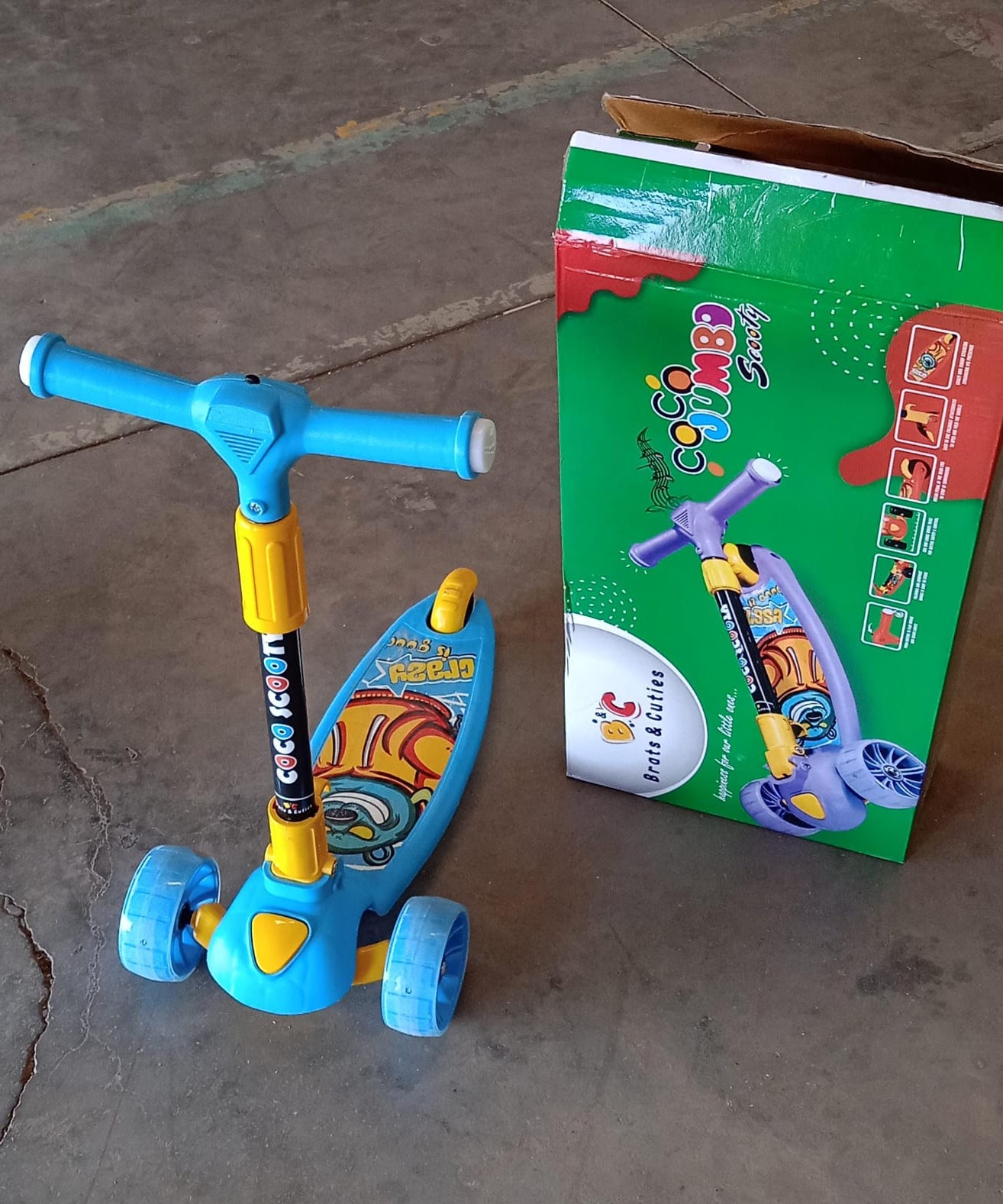 Jumbo Scooter for Kids 2 Wheels Steel Frame Large Foldable & Height Adjustable