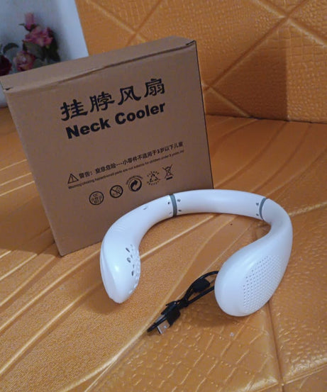 Portable USB Rechargeable Neck Fan – Wearable, 3 Speeds, Headphone Design