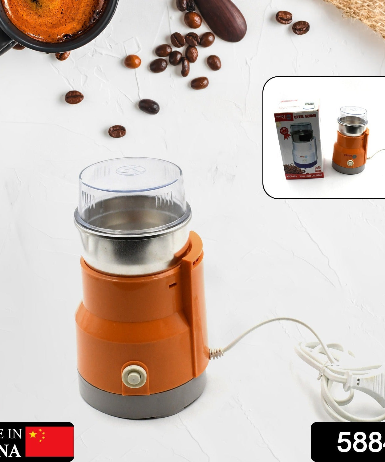 Compact food grinder for grains and spices, portable design