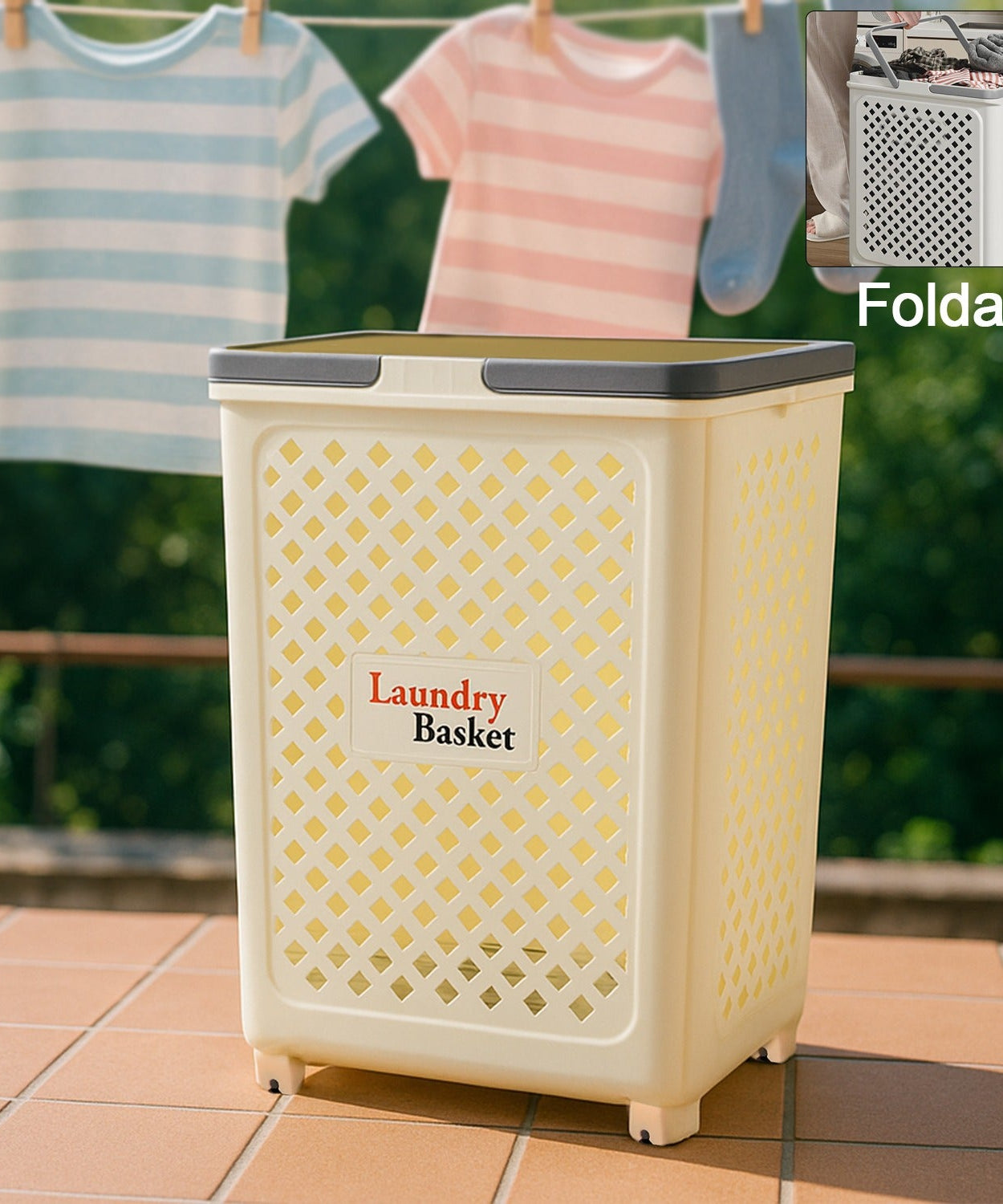 Large Foldable Laundry Basket with Wheels