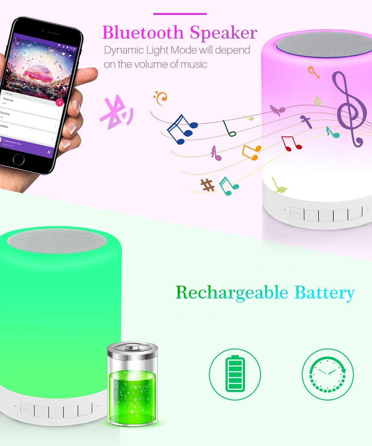 LED touch lamp with Bluetooth speaker for night use