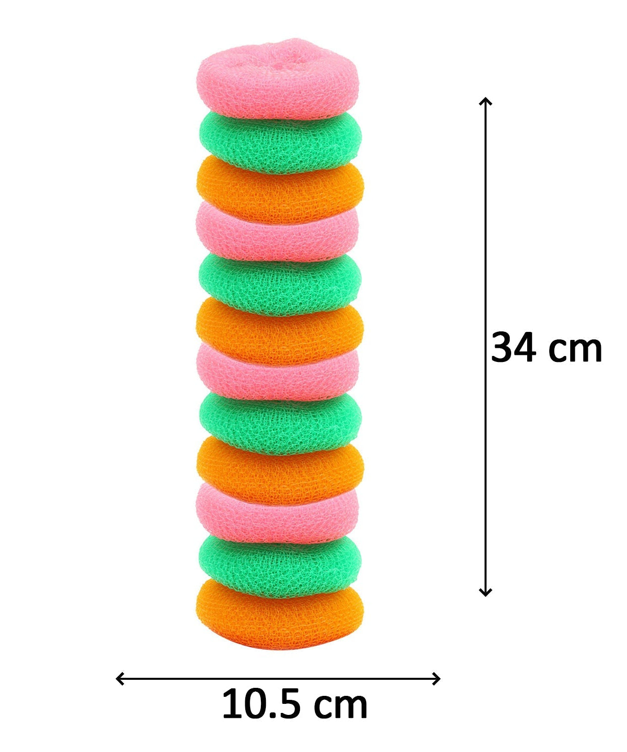 Round nylon scrubbers, pack of 12, perfect for removing stubborn stains.