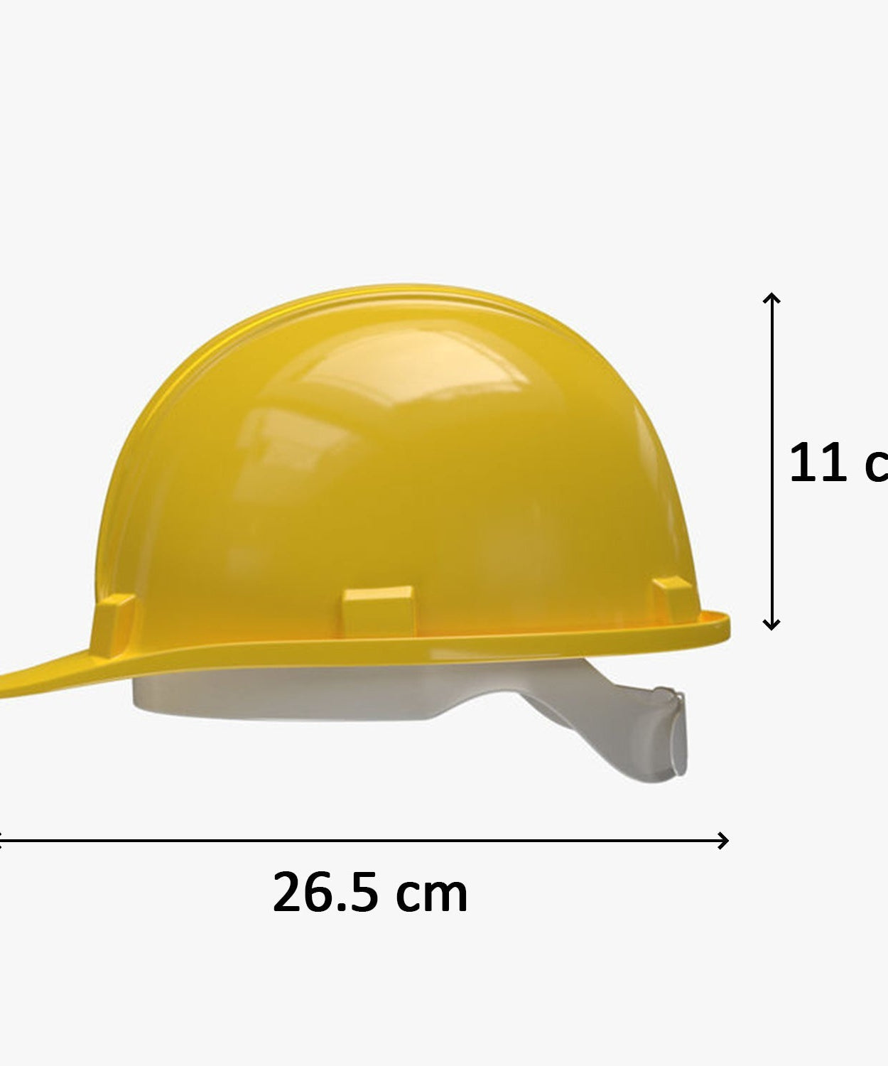 High-visibility yellow hard hat, made from durable plastic for protection.