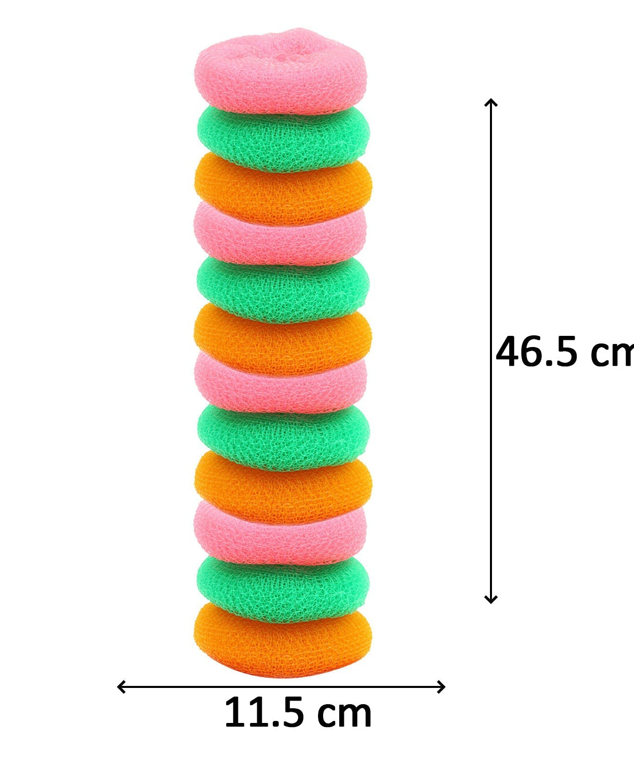 Durable round scrubbers in a set of 12, great for heavy-duty cleaning.