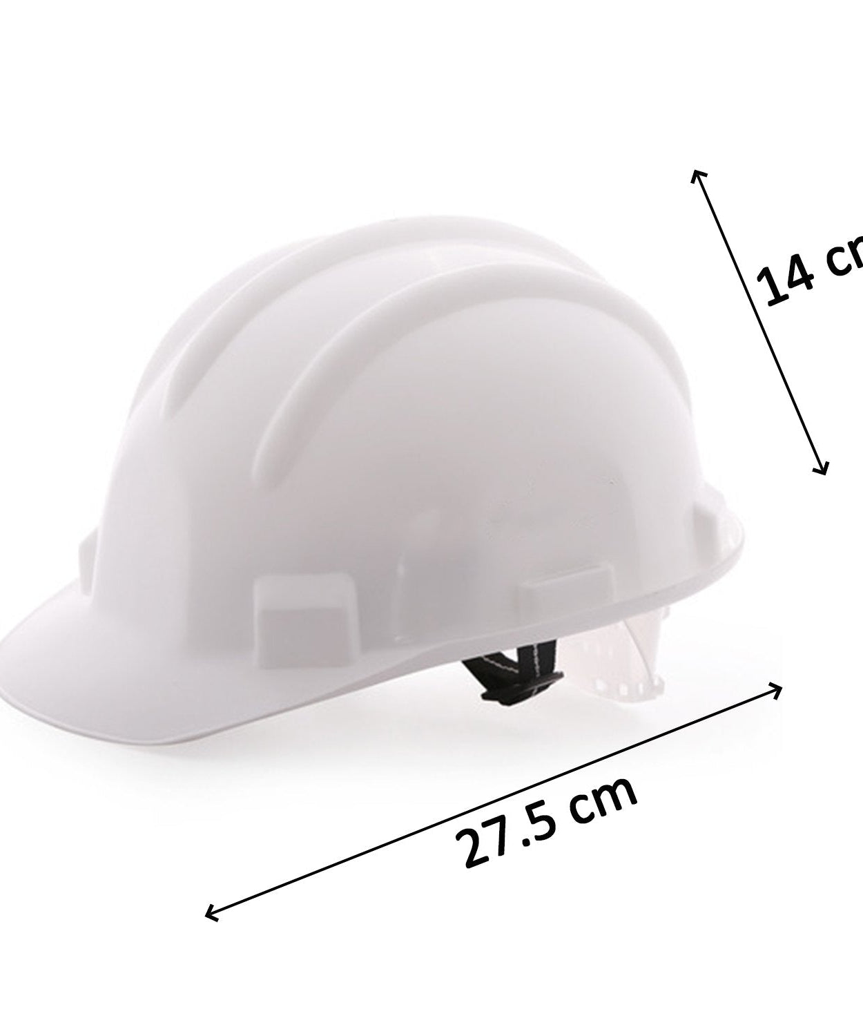 Side view of the helmet, showing its construction and design for impact resistance