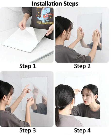 Set of 10 square adhesive mirrors for wall decoration