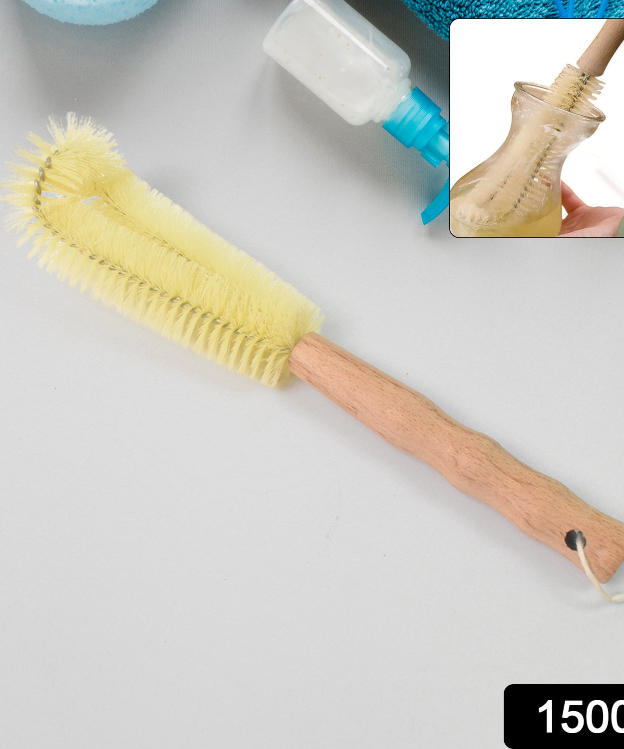 13 inch Bottle Brush, Bristle Brush with  Wood Handle, Washing Brush with Wooden Handle, Kitchen Cleaning Tool, Brushes for Dish, Tumbler, Teapot, Cup, Pan