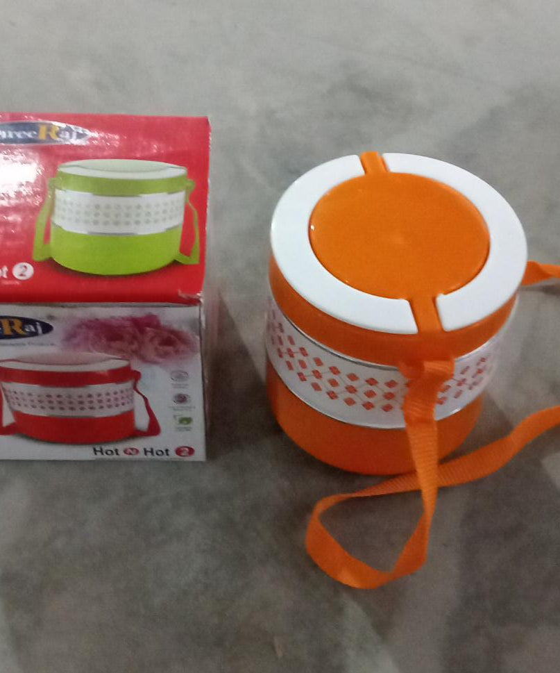 2-layer adjustable tiffin box in blue.