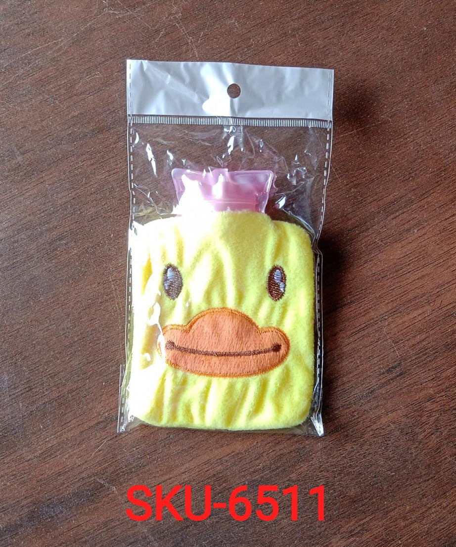 Yellow duck shaped hot water bag for menstrual cramps, neck and shoulder pain