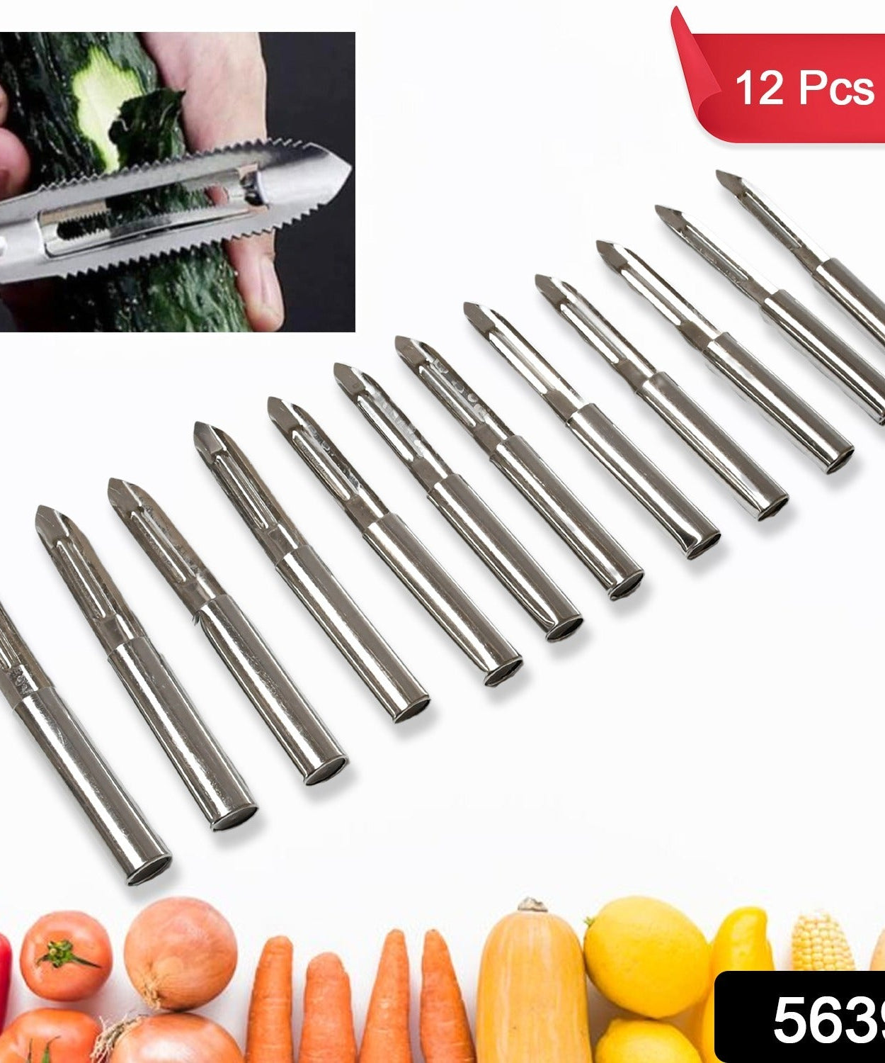 Stainless Steel Peeler Set – Multi-Purpose Handle for Peeling & Shredding (12 Pcs Set)