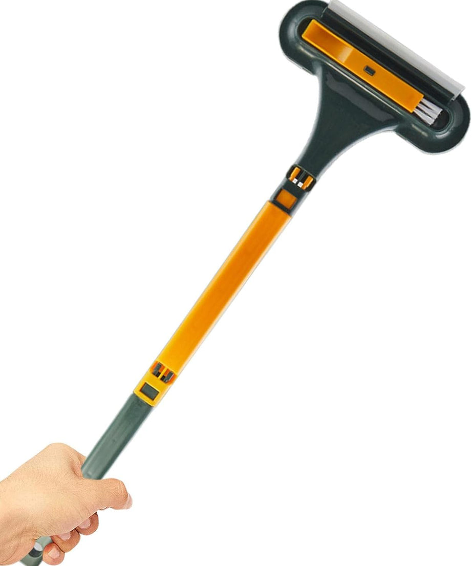Magic window cleaner brush with handle, versatile tool for glass and mesh surfaces.