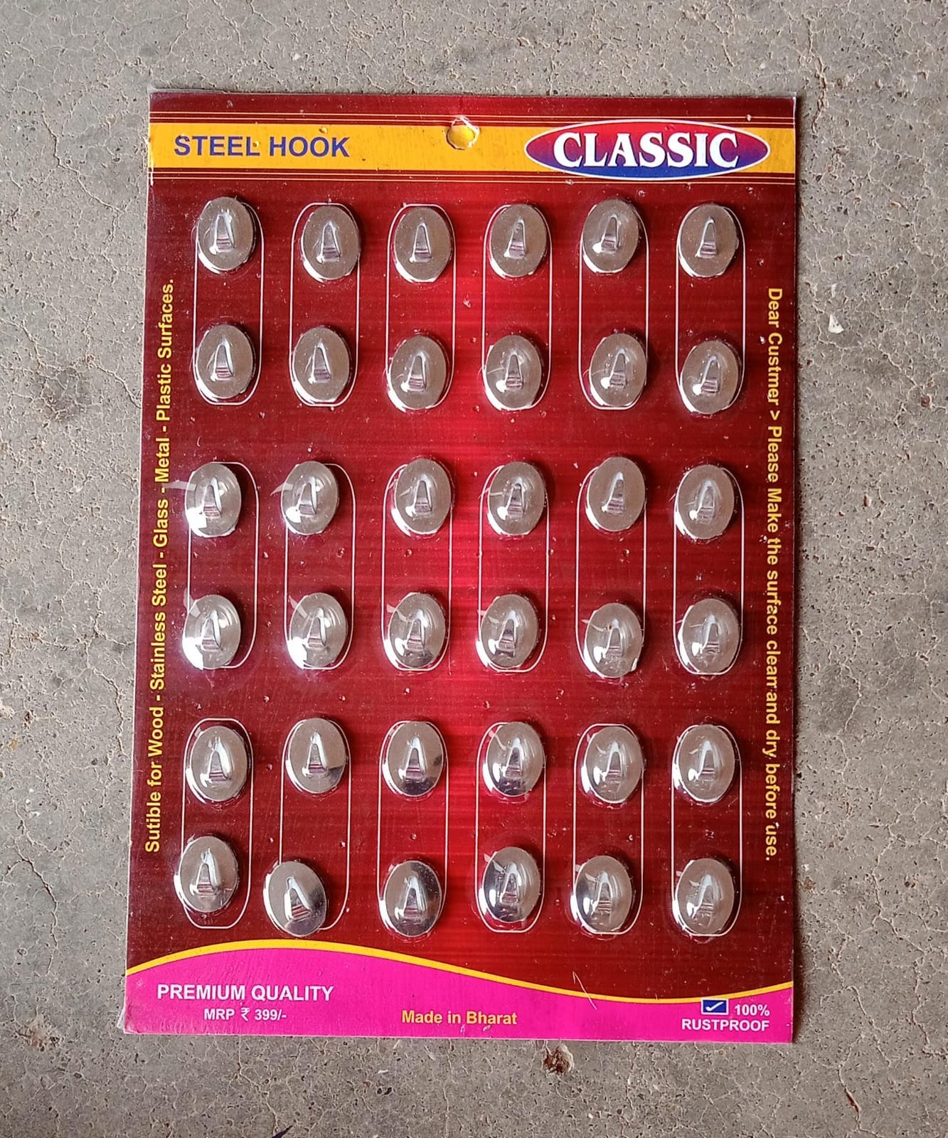 Multipurpose stainless steel wall hooks, 36 pcs