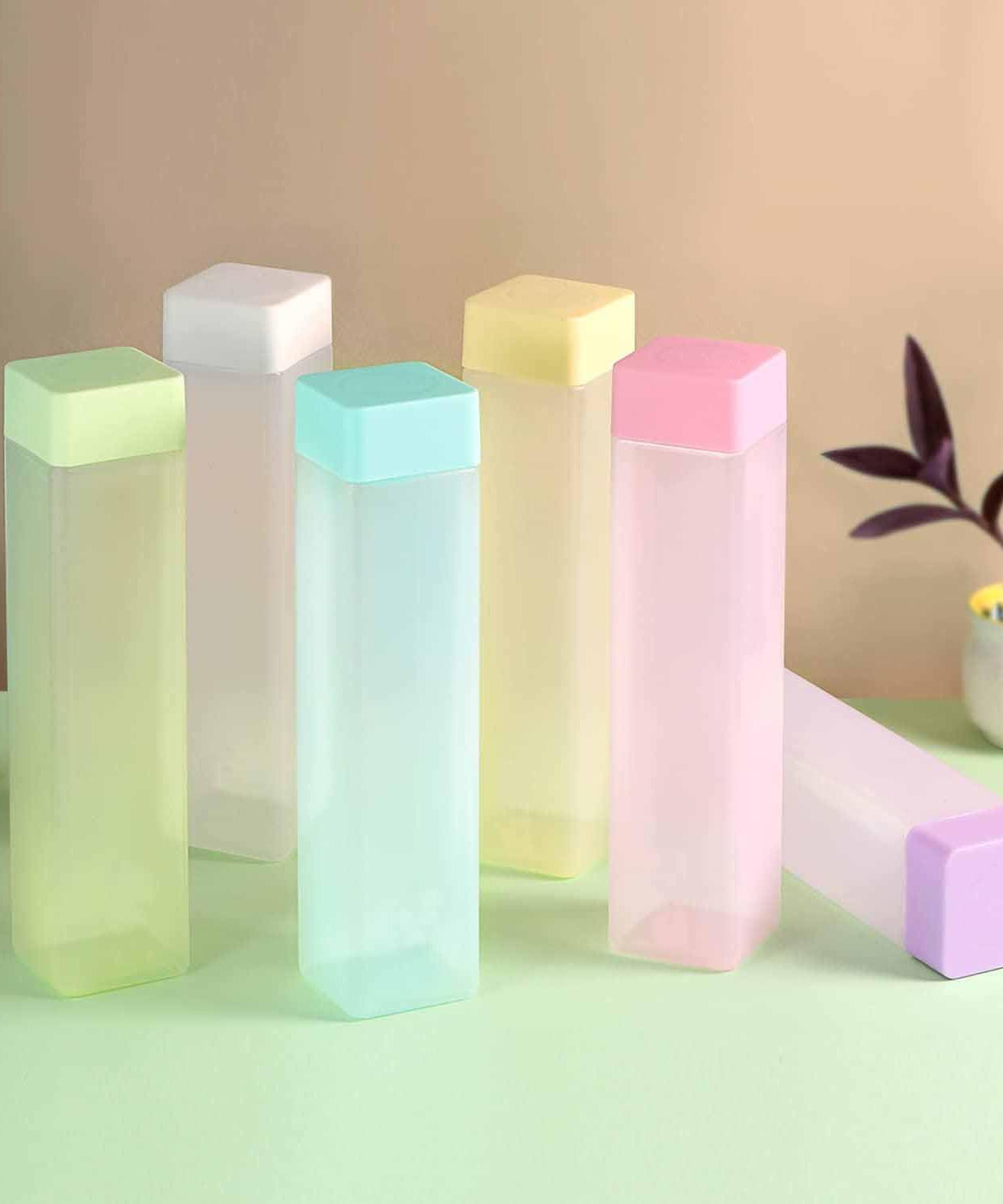 Large Capacity Plastic Water Bottle | Set of 6 | Square Water Bottle (940ml each)