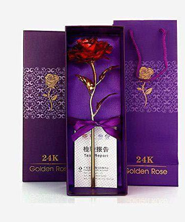 Gold red rose with packaging