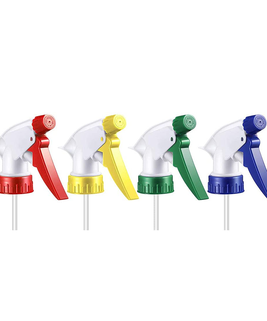 Replacement spray bottle nozzle with trigger, plastic, includes pipe for consistent spray.