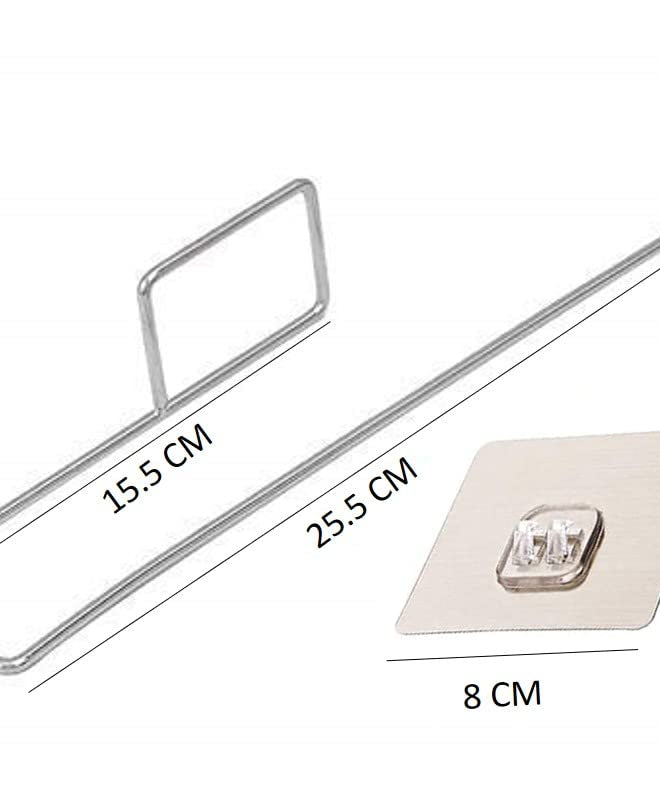 Drill-free self-adhesive paper roll holder, stainless steel, includes towel bar, for various uses.