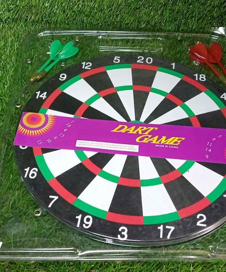Dart board with game setup