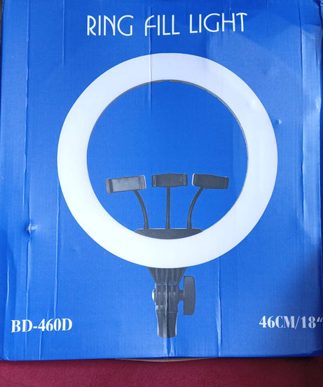 18 Inch LED Ring Light with 3 Colour Modes & 3 Mobile Holders, Remote Control (1 Set)