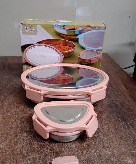 Ganesh Classy 2-Piece Stainless Steel Lunch Box Set