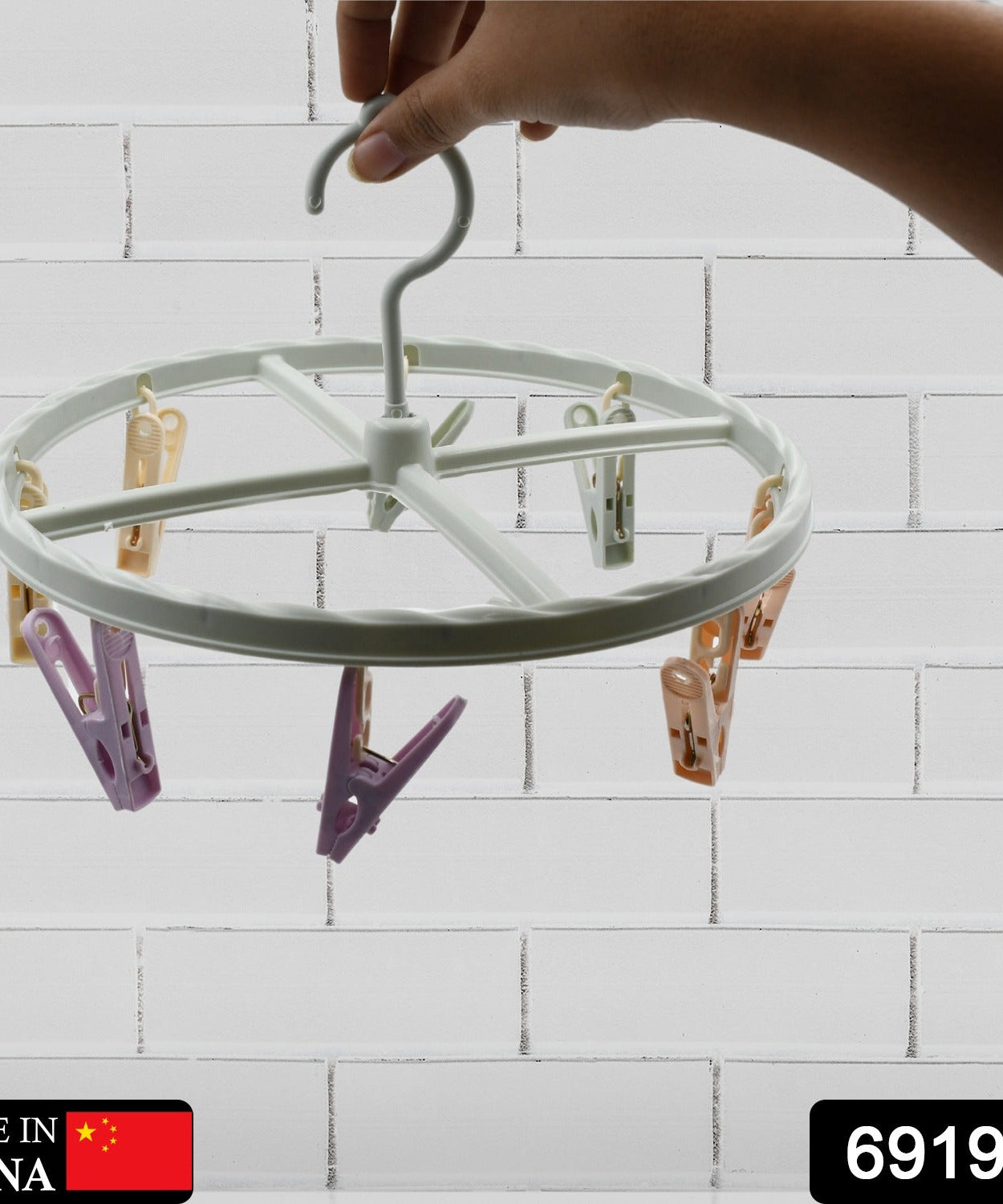 Laundry drying rack with clips for socks, bras, and baby clothes