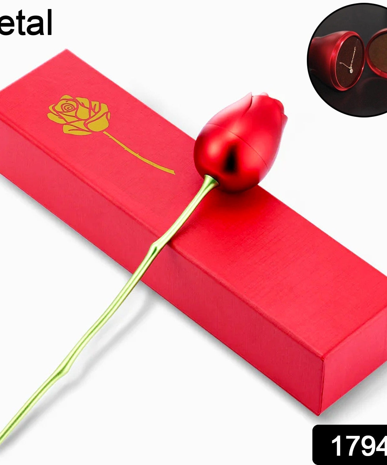 Metal Red Rose Couple Jewelry Box-Fancy Jewelry Box (1 Pc)