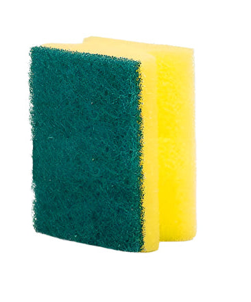 Kitchen and bathroom cleaning sponge, 2-in-1 scrubber, effective on tough grime and stains.