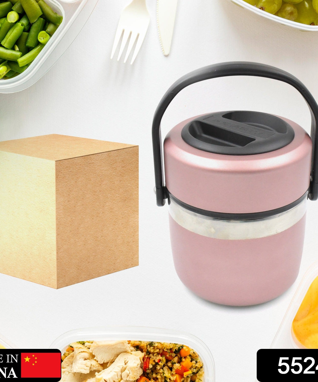 Multi-color thermos flask showing thermal insulation