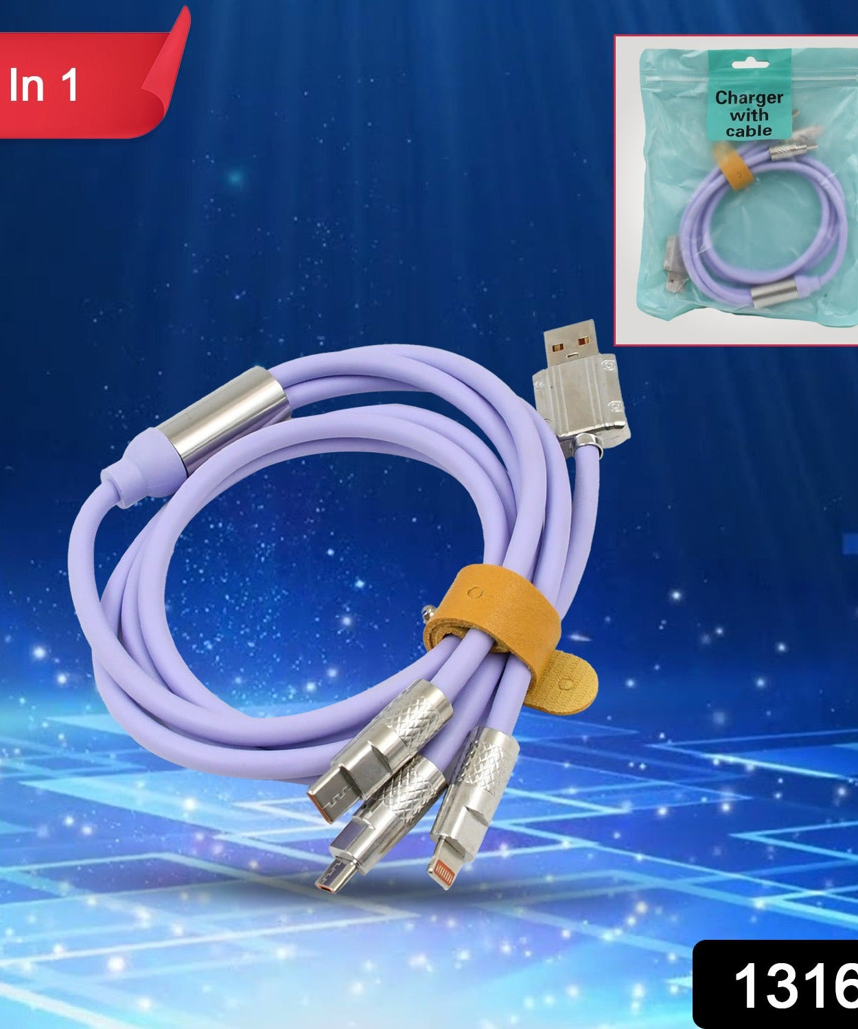 3 in 1 Multi Super Fast Charging Cable (1 Pc)