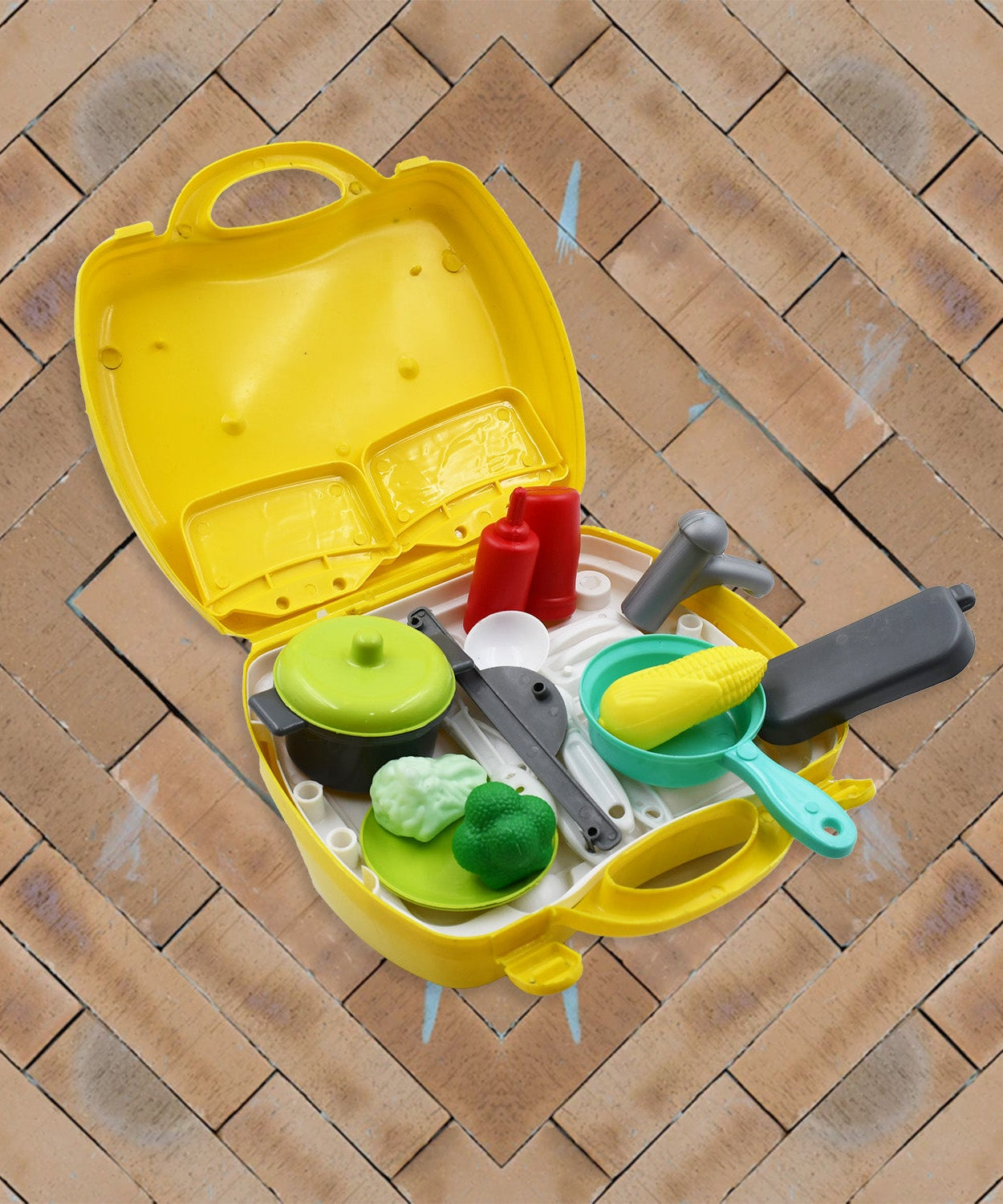 Colorful plastic cooking play set