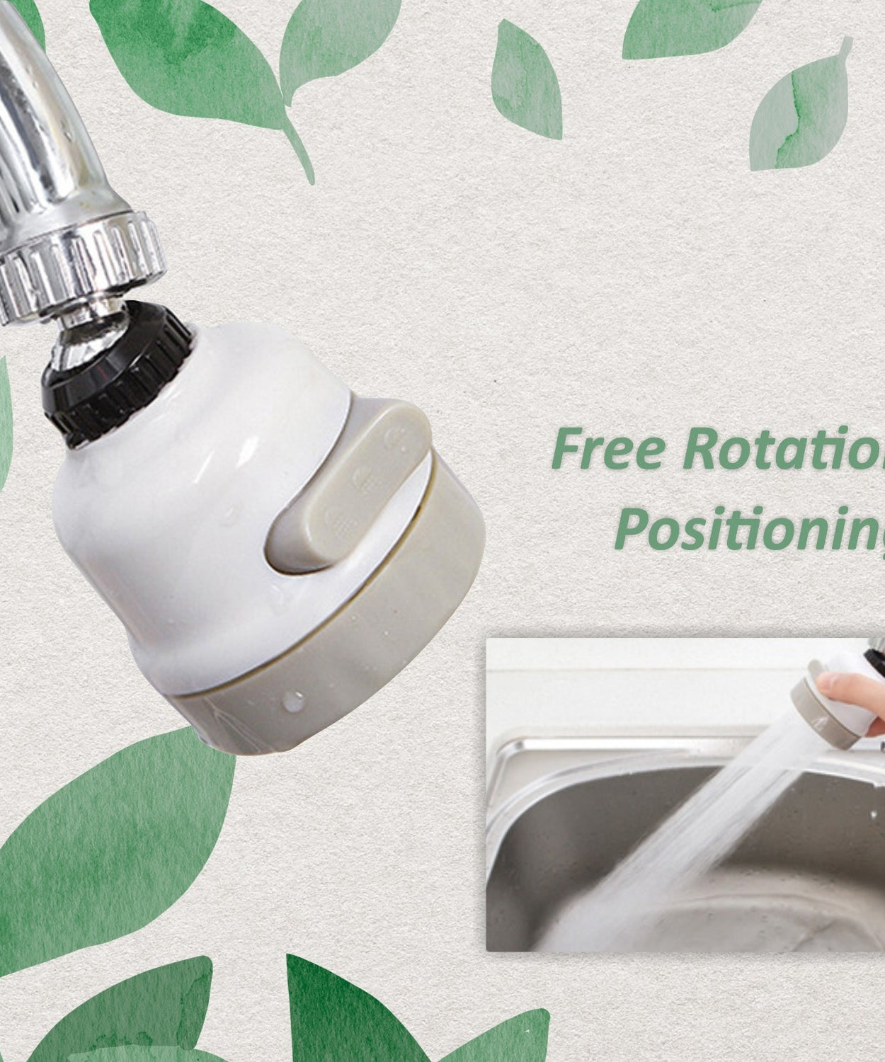 Close-up of a water-saving faucet filter sprayer