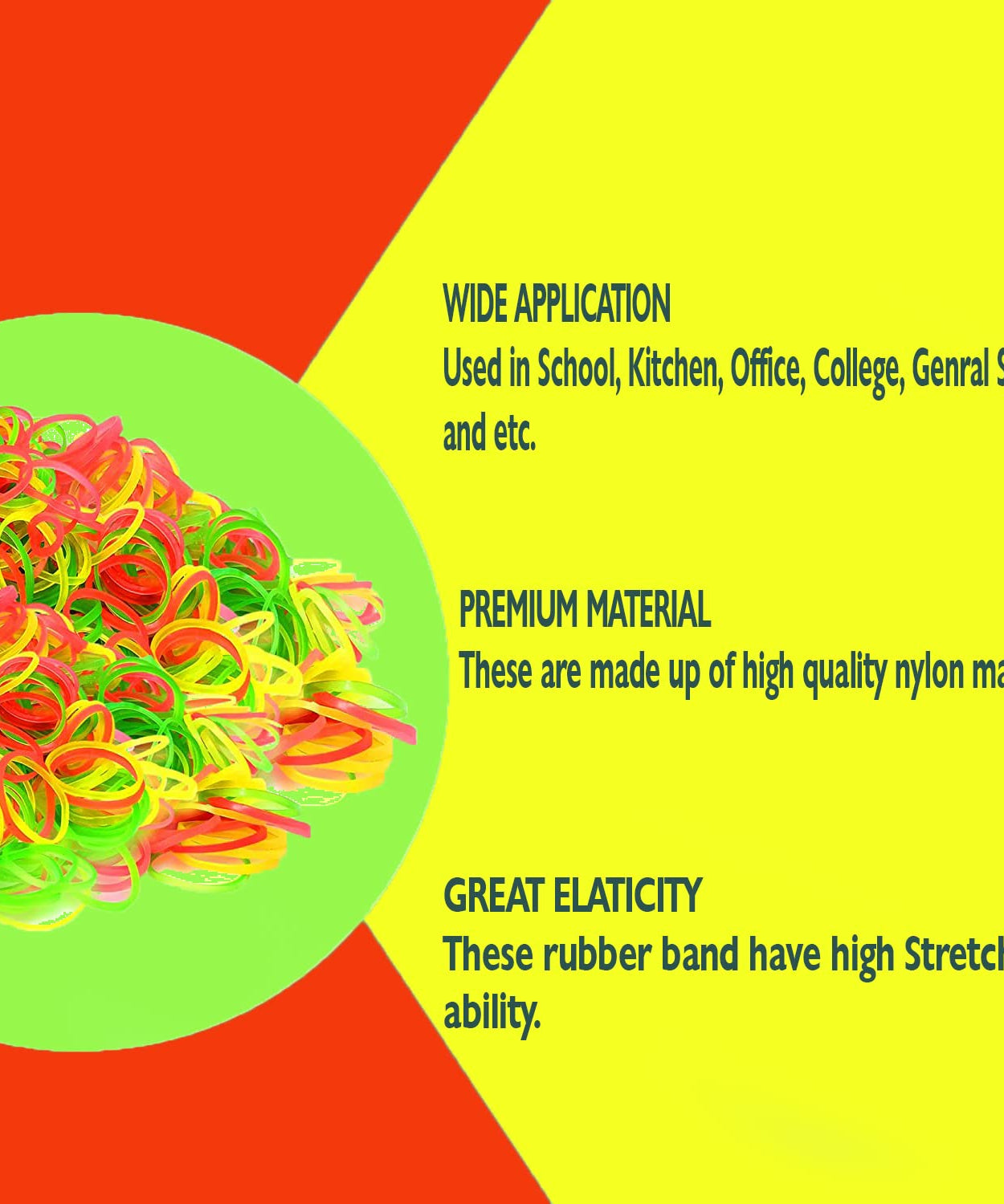 Strong & Reusable Rubber Bands: Multicolor for Office, Home & School, Hair accessories