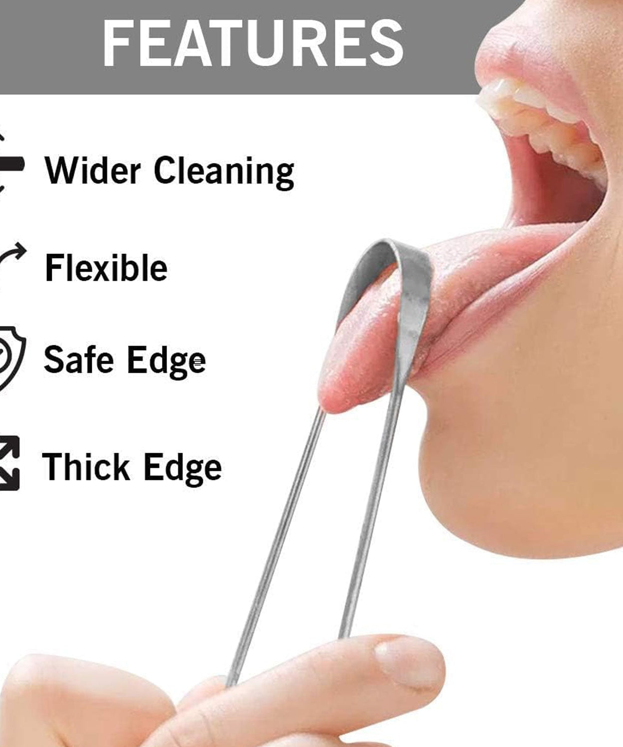 Tongue Cleaner For Kids & Adults | Tongue Scraper For Bad Breath, Maintain Oral Hygiene for Daily Use | for Fresh Breath & Bacteria Removal | Improved Taste (Steel, Copper, Tongue Cleaner / 1 Pc)