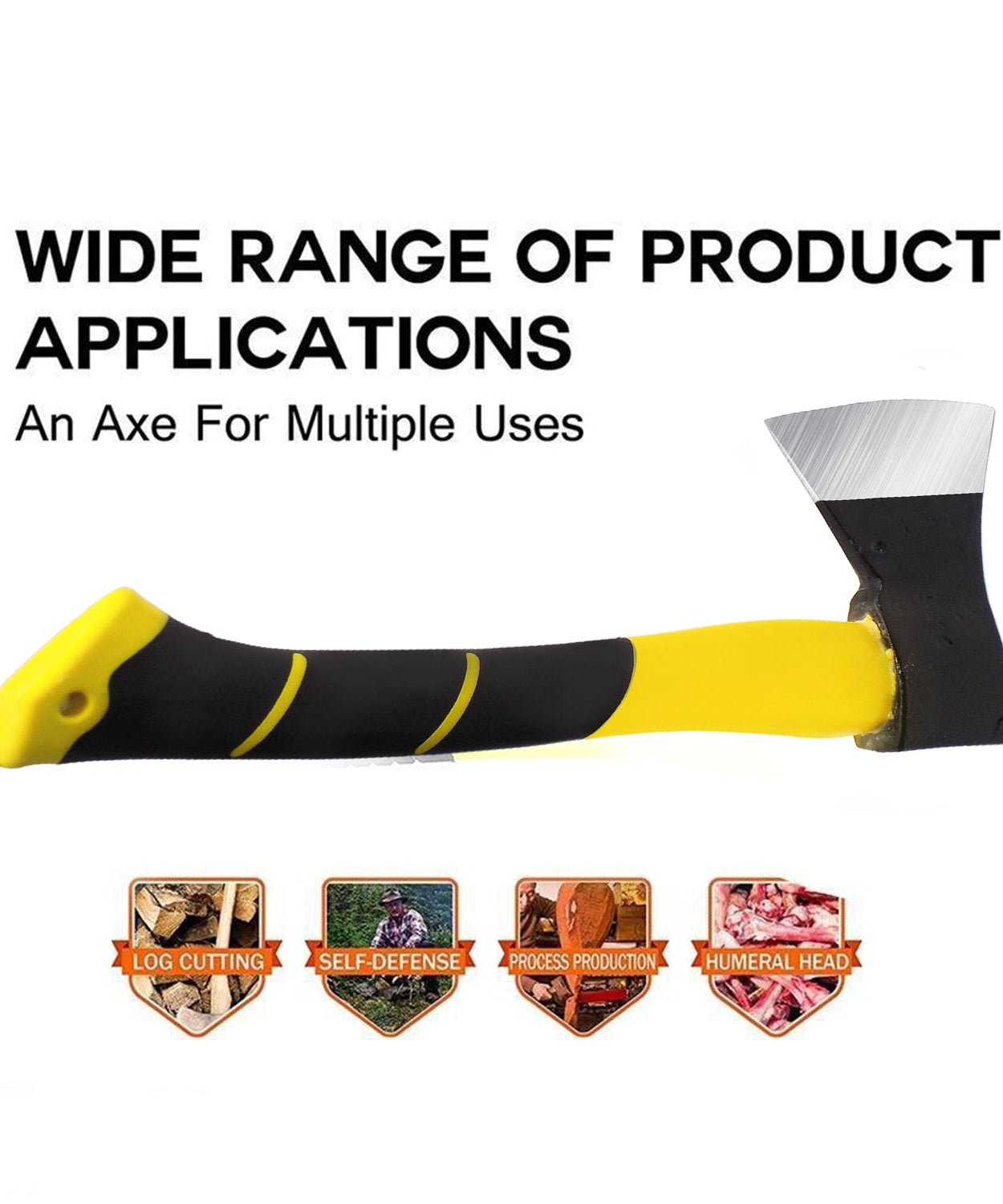 Heavy-duty hatchet axe with fiberglass body.