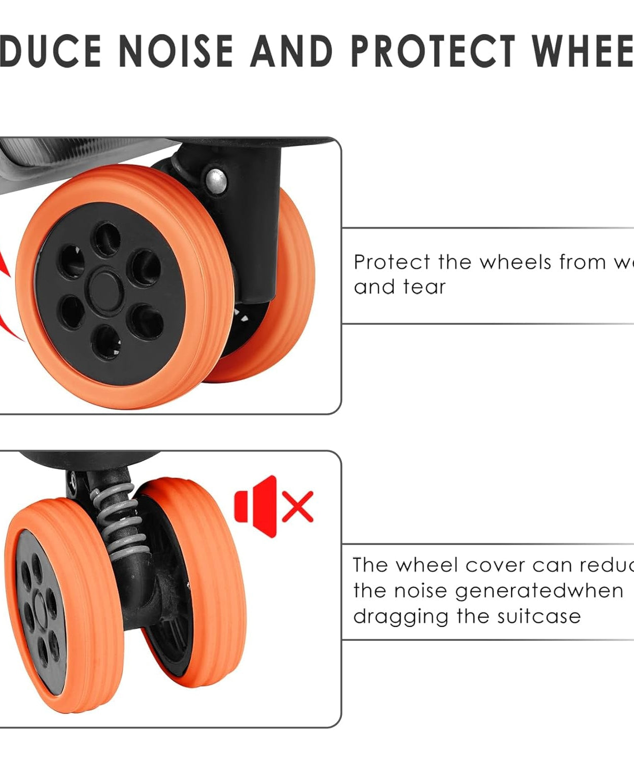 Silicone Luggage Wheel Covers – Noise Reduction & Protection (8 Pcs)
