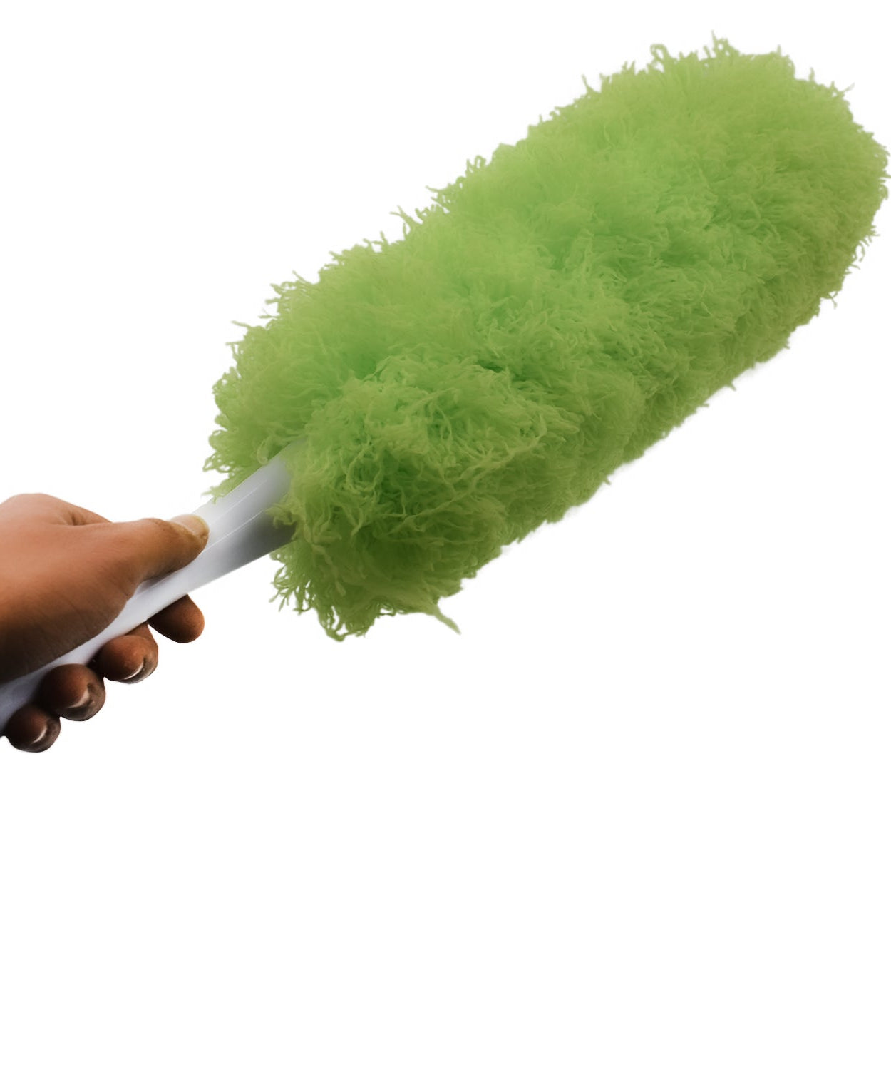 Portable microfiber fold duster for dusting and cleaning in any area.