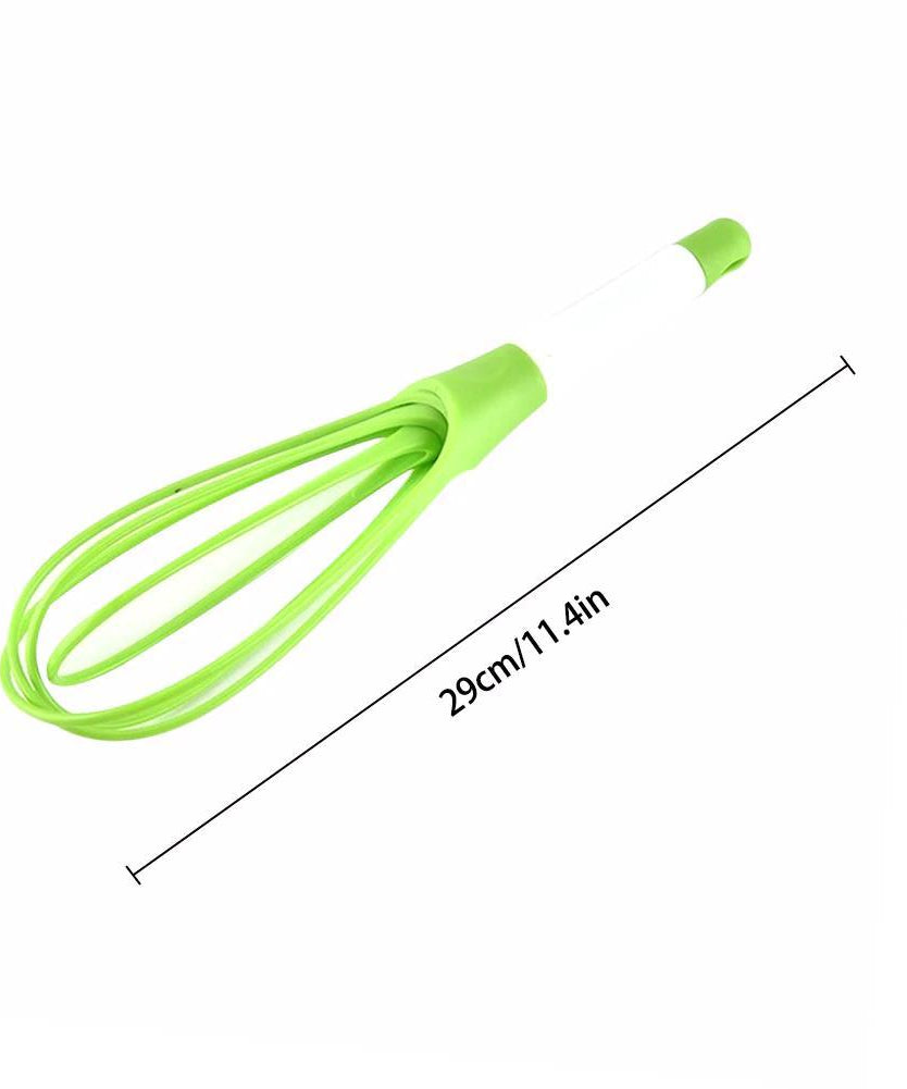 Durable plastic balloon whisk for mixing milk, coffee, eggs, and juice.