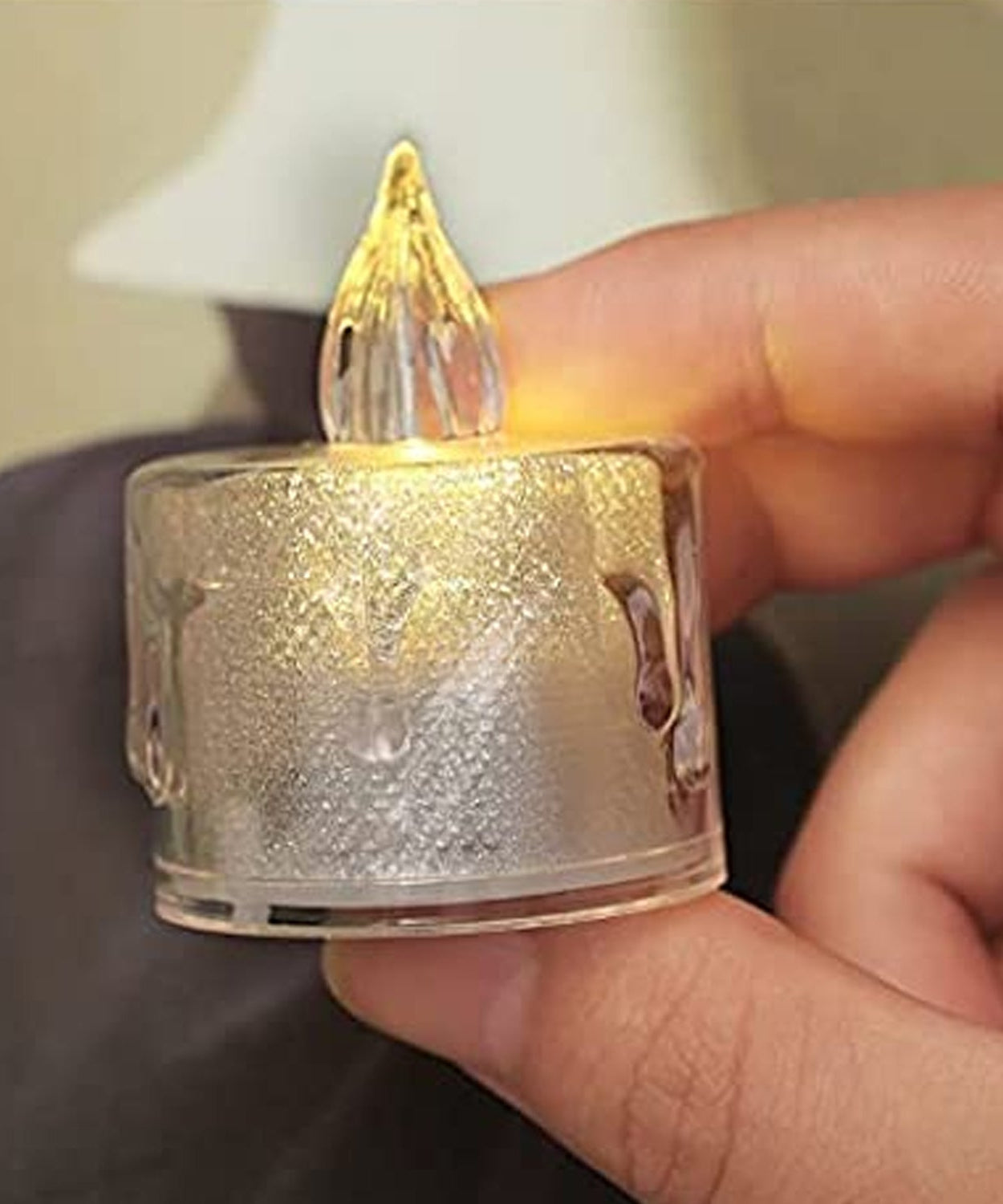 12 Pcs Flameless and Smokeless Decorative Acrylic Candles Transparent Led Tea Light Candle for Gifting, House, Diwali, Christmas, Festival, Events Decor Candles, Diwali