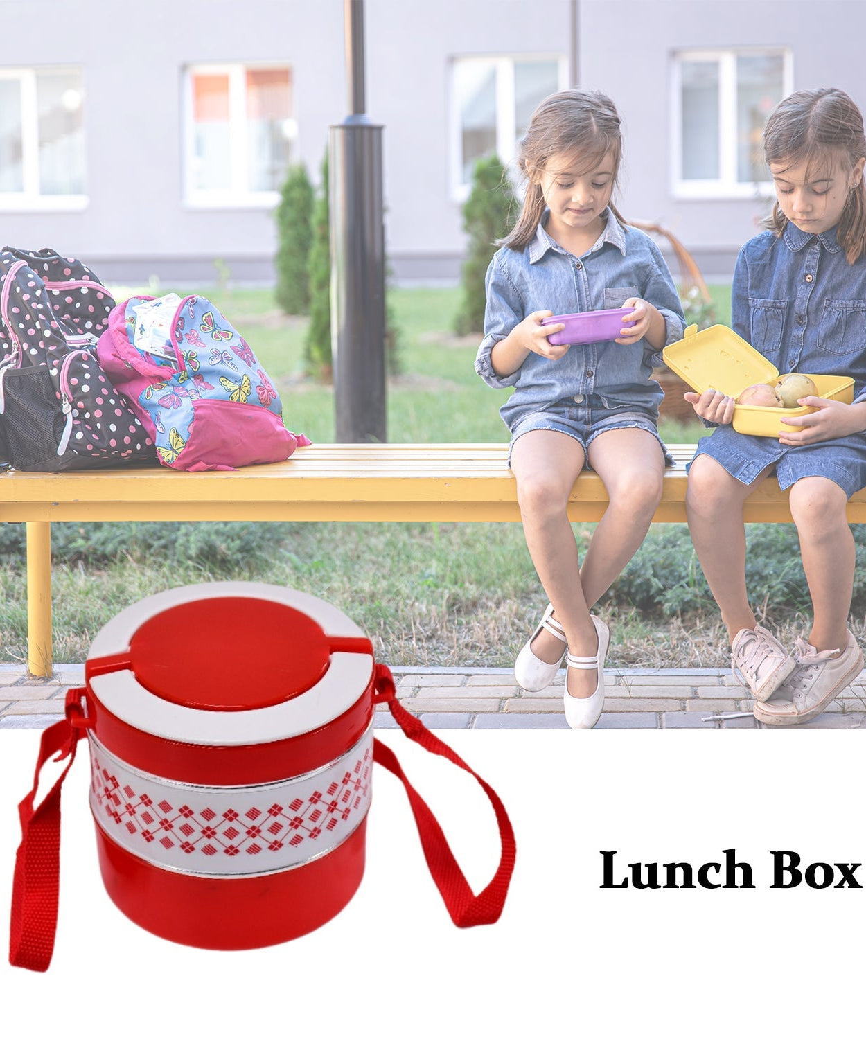 Blue 2-layer insulated tiffin set.