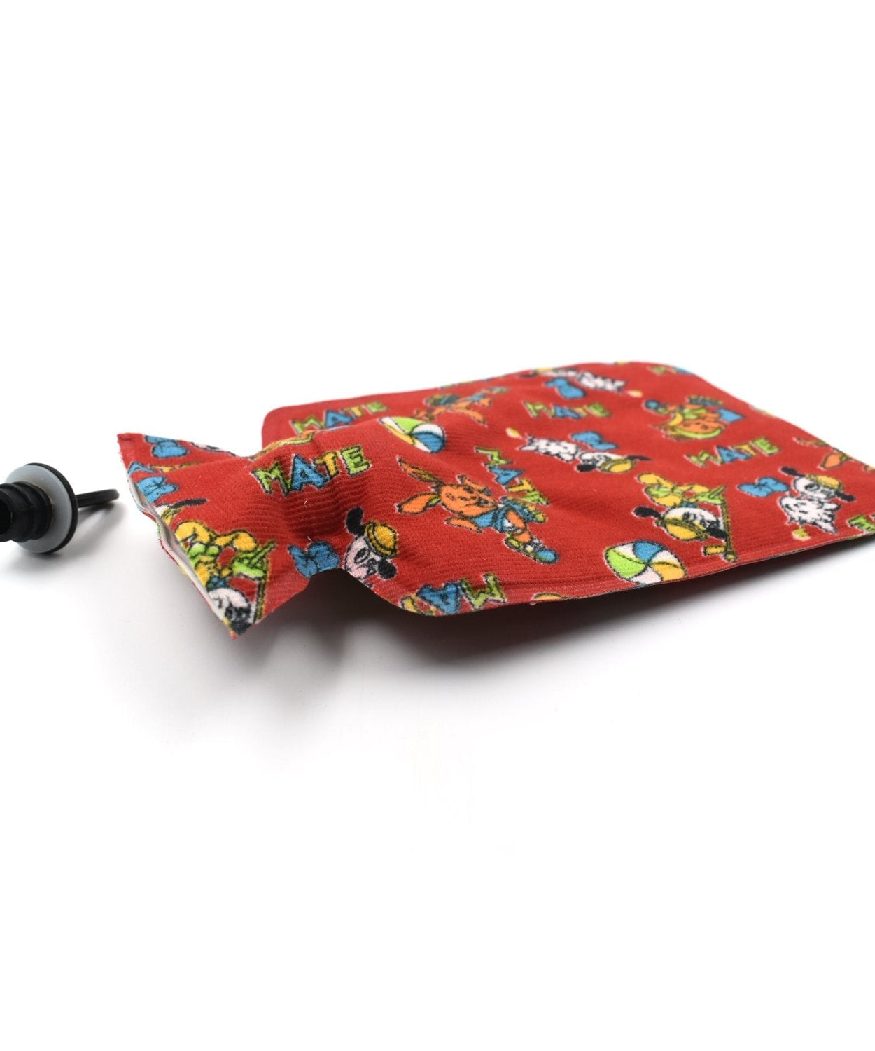 Rubber hot water bottle for pain relief, small size.