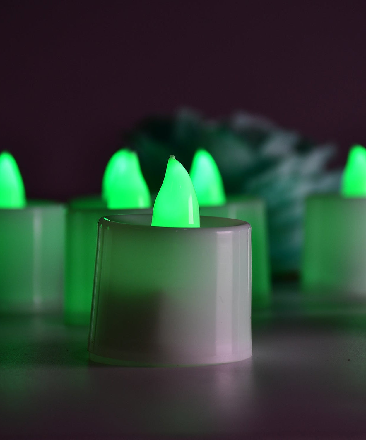Plastic smokeless green decorative candles