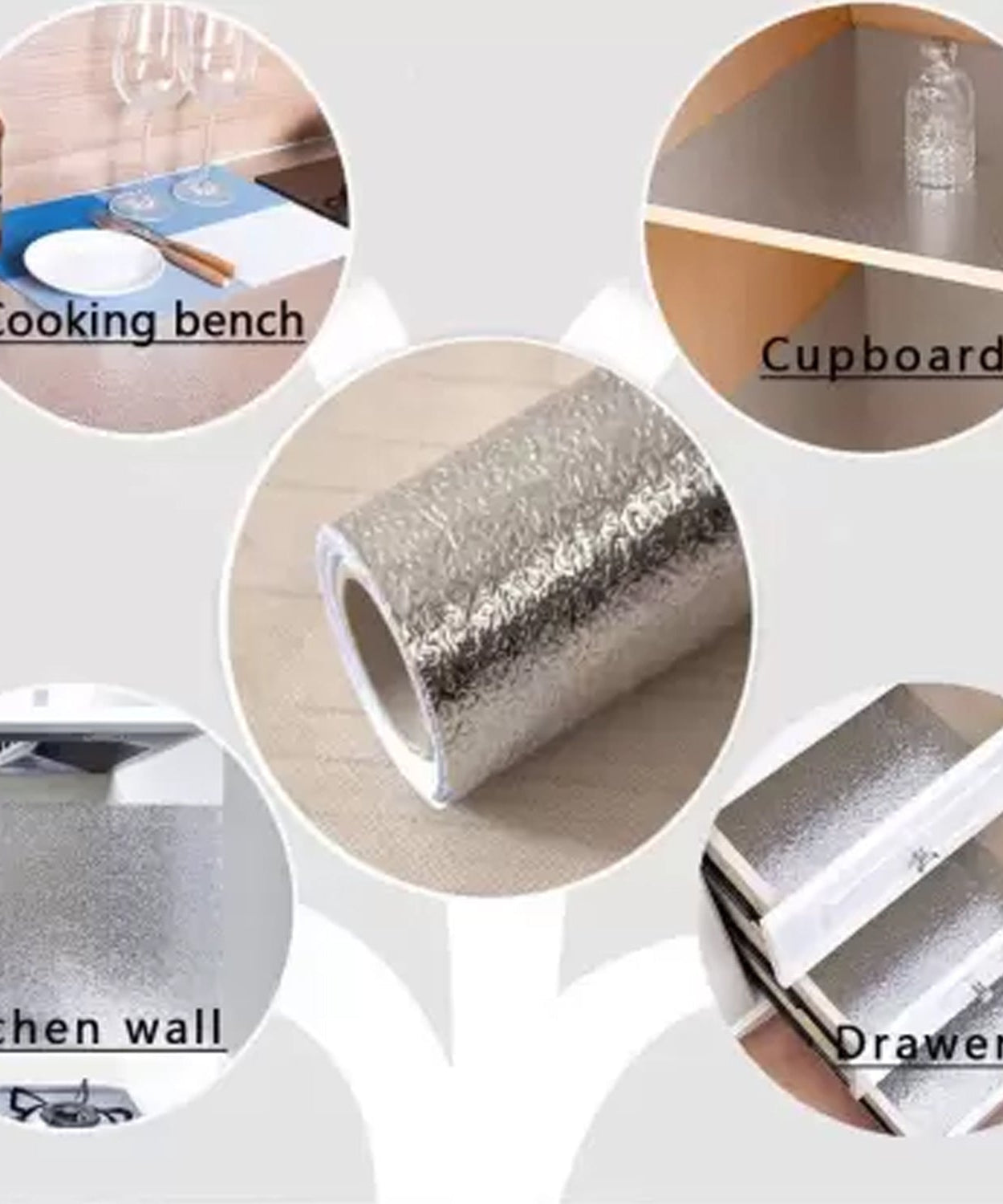 Kitchen foil paper sticker roll for walls and drawers