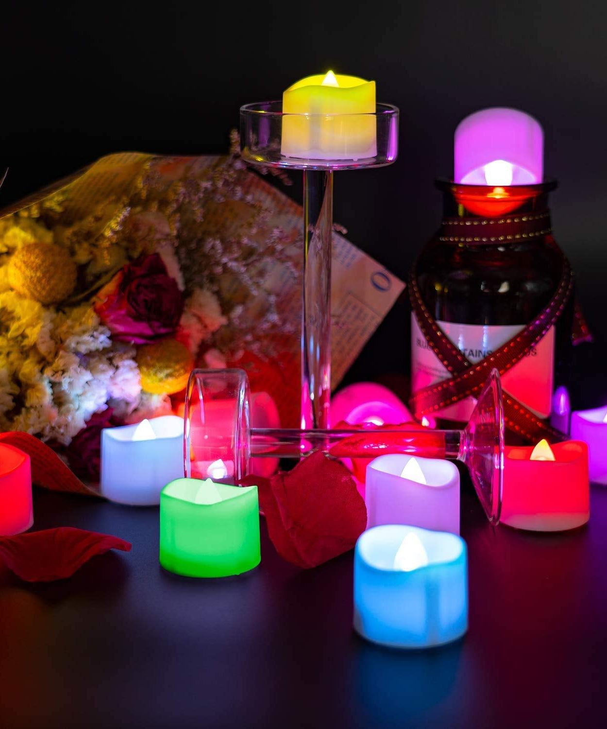 LED tealight candles, battery-operated for party decorations